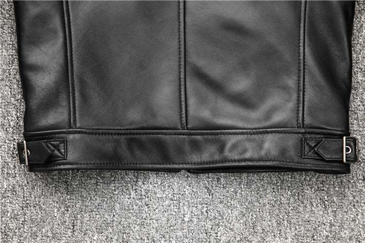 Men's Motorcycle Stand-collar Slim Short Youth Leather Jacket