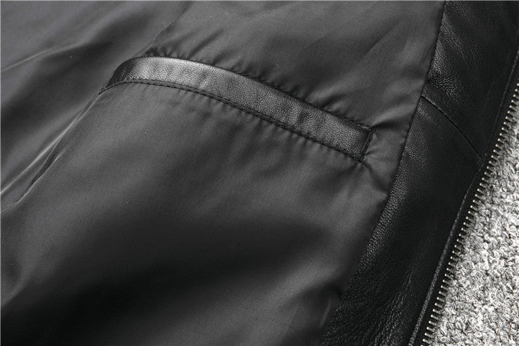 Men's Motorcycle Stand-collar Slim Short Youth Leather Jacket