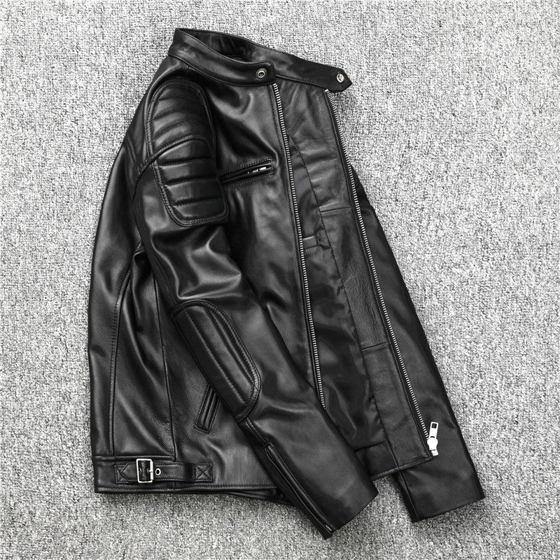 Men's Motorcycle Stand-collar Slim Short Youth Leather Jacket