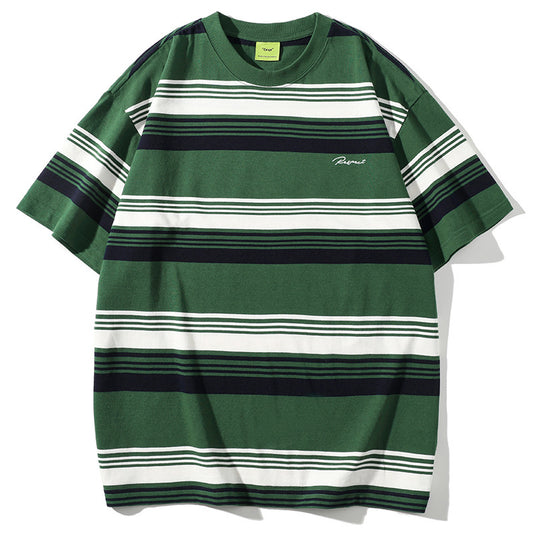 Contrast Color Striped T-shirt For Men And Women