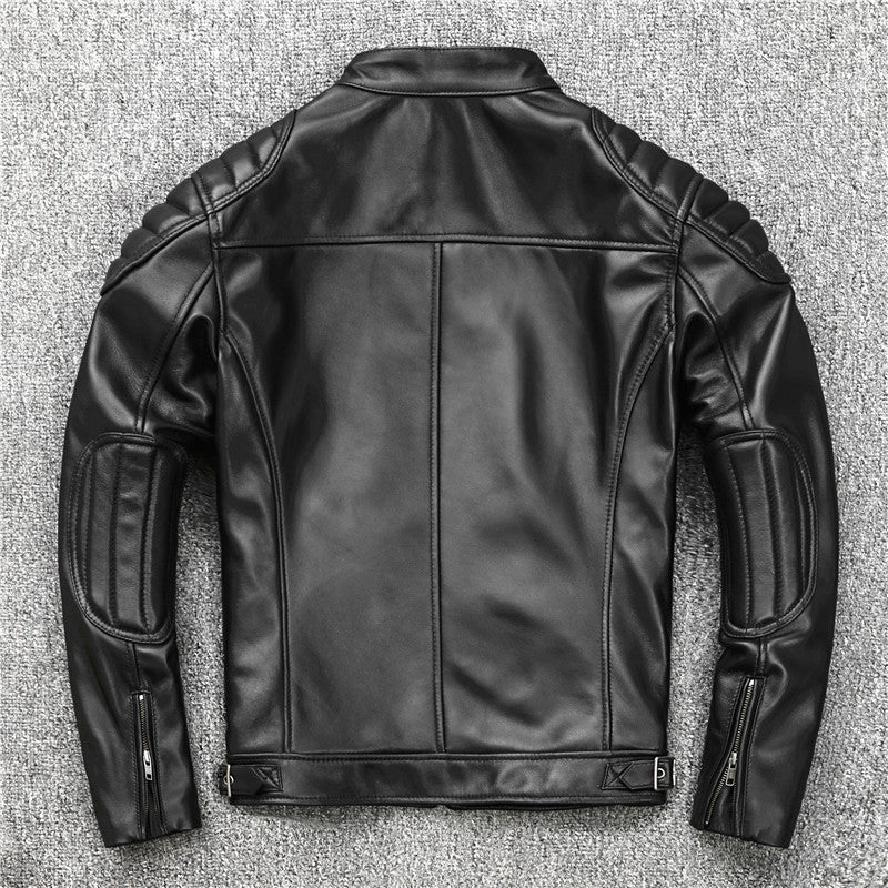 Men's Motorcycle Stand-collar Slim Short Youth Leather Jacket
